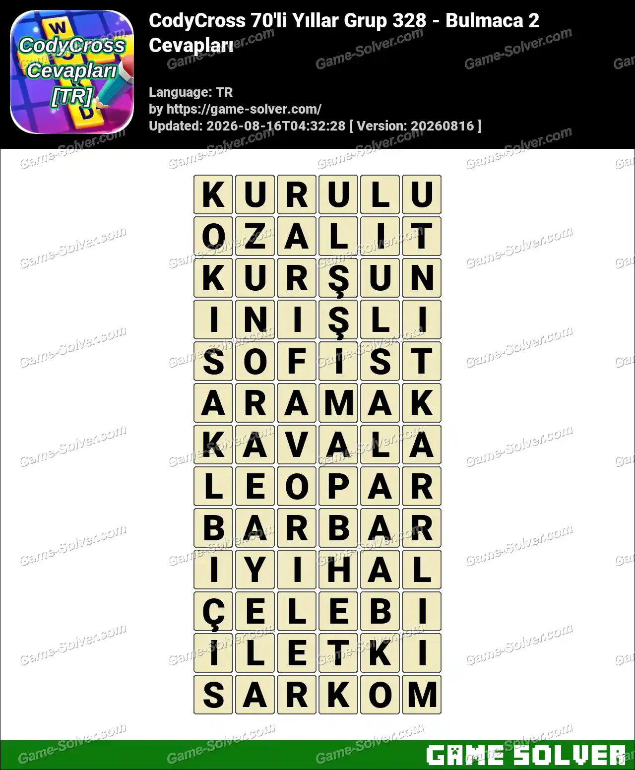 CodyCross 70’li Yıllar Grup 328 – Bulmaca 2 Cevapları